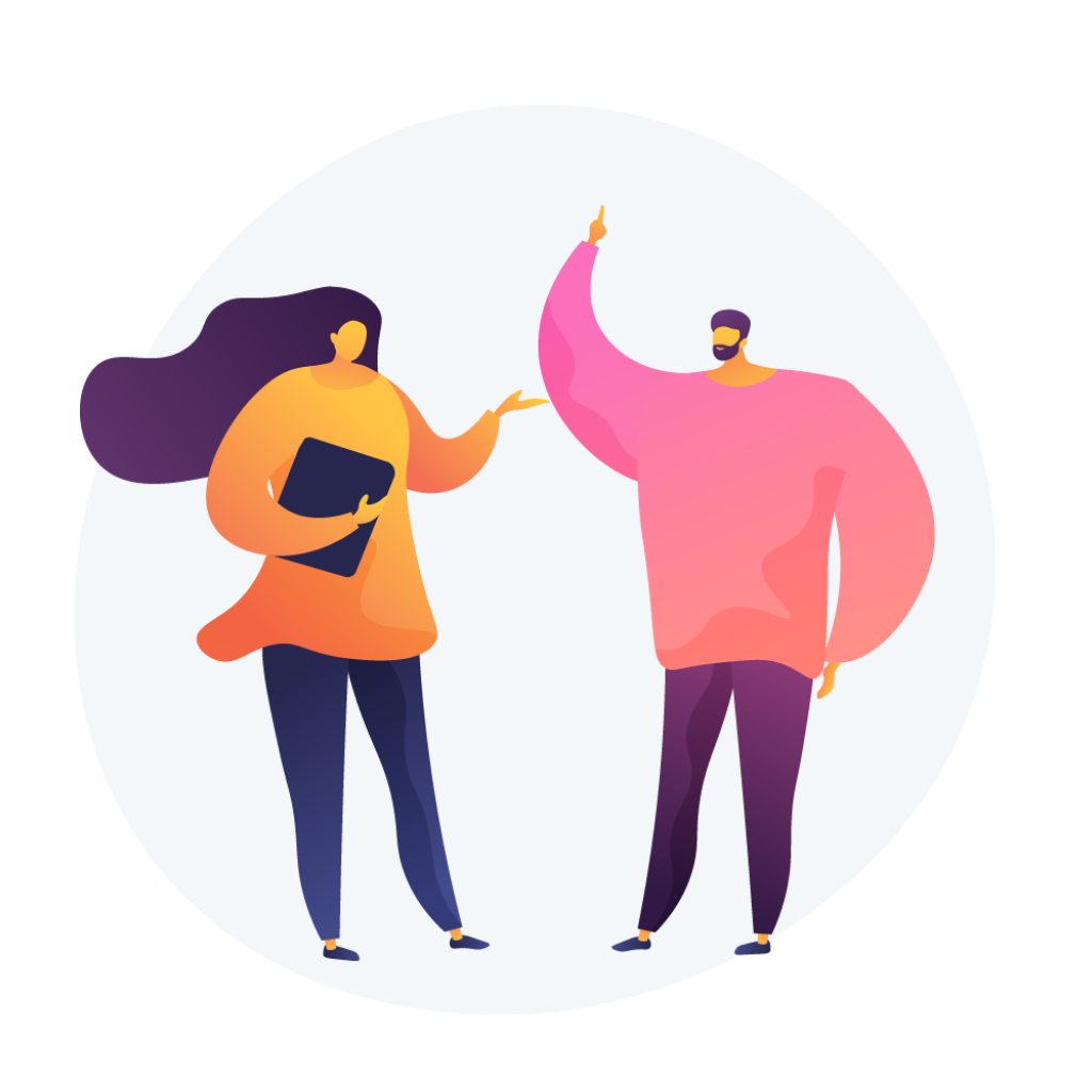 Icon showing two people talking